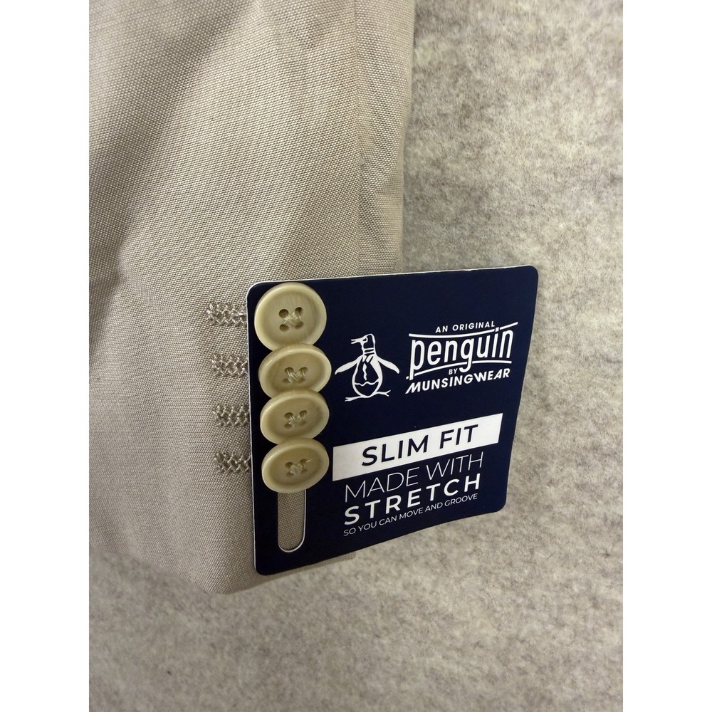 NWT Original Penguin Mens 2-Piece Suit Beige Blazer Pants Floral Lining Size 38S - Picture 4 of 16